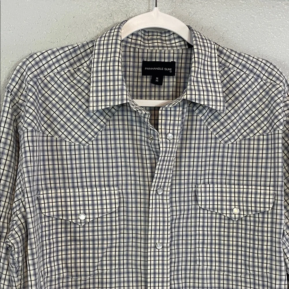 Panhandle Slim Men’s Western Pearl Snap Shirt – Plaid Long Sleeve Size 16 / 35 - Picture 8 of 9